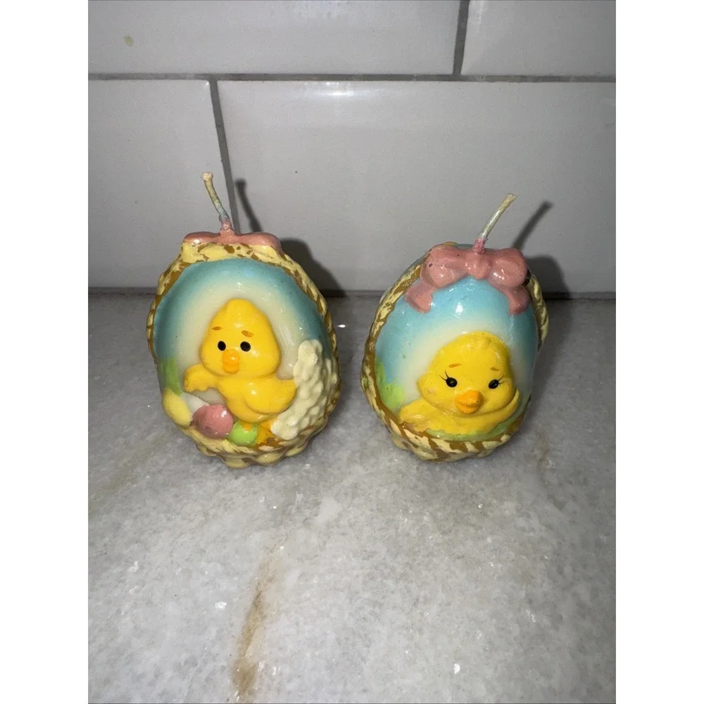 Russ Vintage Easter Candles Set Of 2, Bunnies 2 Sided